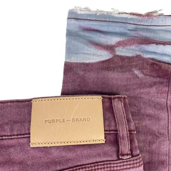 PURPLE BRAND Slim-fit Spray Effect Denim Jeans Coral NWT Sz 34 - Picture 8 of 13